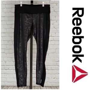 Black Embossed Camo Full Length Leggings Reebok